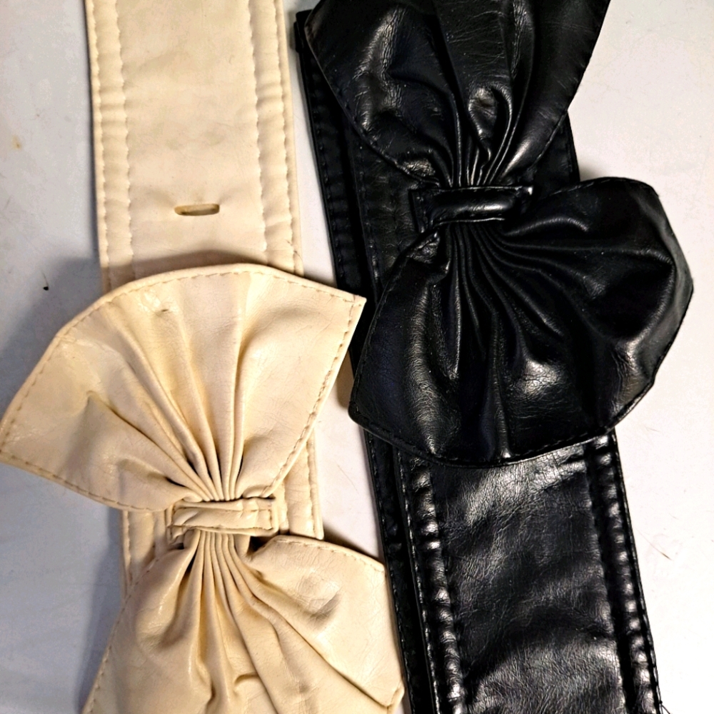 2 faux leather belts sz sm/med